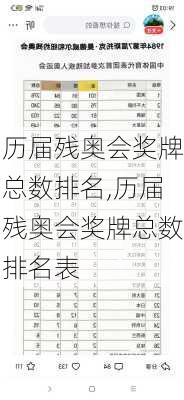 历届残奥会奖牌总数排名,历届残奥会奖牌总数排名表