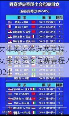 女排奥运落选赛赛程,女排奥运落选赛赛程2024