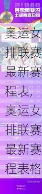 奥运女排联赛最新赛程表,奥运女排联赛最新赛程表格