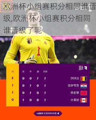 欧洲杯小组赛积分相同谁晋级,欧洲杯小组赛积分相同谁晋级了呢