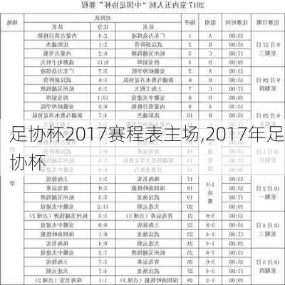 足协杯2017赛程表主场,2017年足协杯