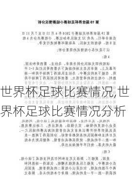 世界杯足球比赛情况,世界杯足球比赛情况分析