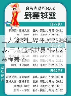 三人篮球世界杯2023赛程表,三人篮球世界杯2023赛程表格
