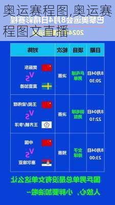 奥运赛程图,奥运赛程图文直播
