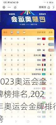 2023奥运会金牌榜排名,202年奥运会金牌排行榜