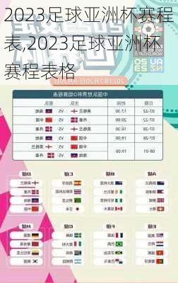 2023足球亚洲杯赛程表,2023足球亚洲杯赛程表格