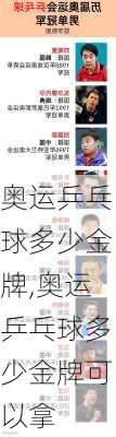 奥运乒乓球多少金牌,奥运乒乓球多少金牌可以拿
