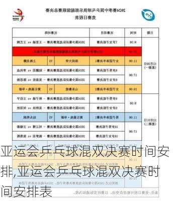 亚运会乒乓球混双决赛时间安排,亚运会乒乓球混双决赛时间安排表