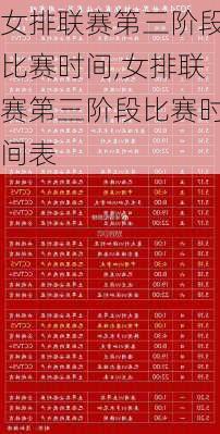 女排联赛第三阶段比赛时间,女排联赛第三阶段比赛时间表