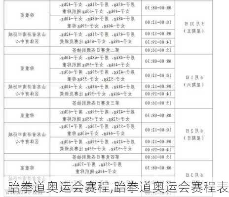 跆拳道奥运会赛程,跆拳道奥运会赛程表