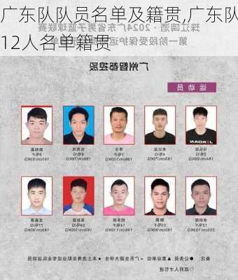 广东队队员名单及籍贯,广东队12人名单籍贯