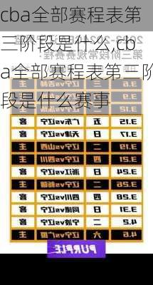 cba全部赛程表第三阶段是什么,cba全部赛程表第三阶段是什么赛事