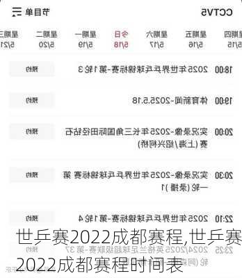 世乒赛2022成都赛程,世乒赛2022成都赛程时间表