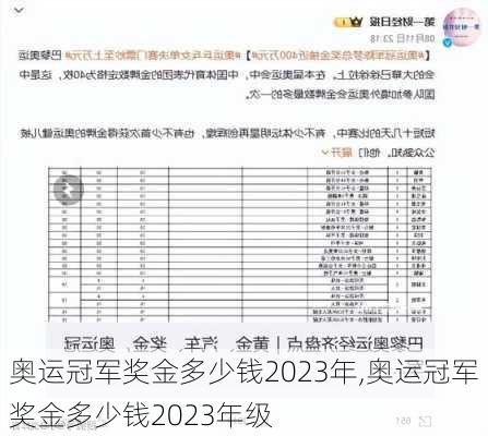 奥运冠军奖金多少钱2023年,奥运冠军奖金多少钱2023年级