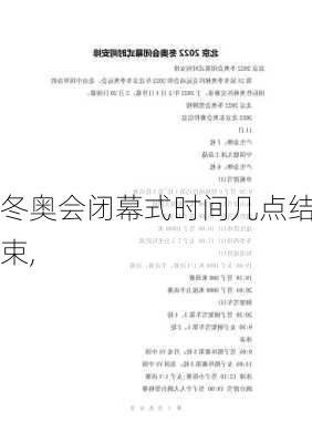 冬奥会闭幕式时间几点结束,