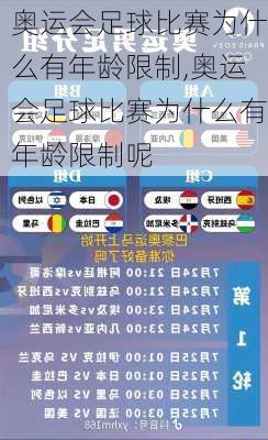 奥运会足球比赛为什么有年龄限制,奥运会足球比赛为什么有年龄限制呢