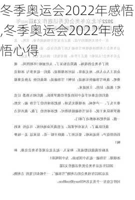 冬季奥运会2022年感悟,冬季奥运会2022年感悟心得