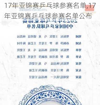 17年亚锦赛乒乓球参赛名单,17年亚锦赛乒乓球参赛名单公布