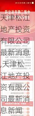 天津松江地产投资有限公司最新消息,天津松江地产投资有限公司最新消息新闻