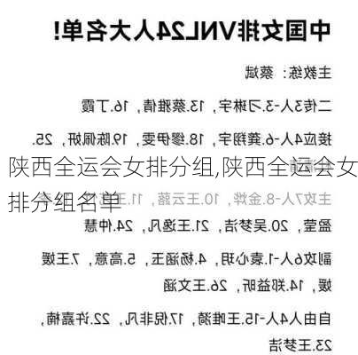 陕西全运会女排分组,陕西全运会女排分组名单