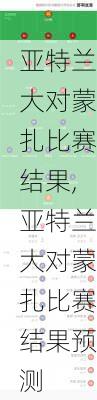 亚特兰大对蒙扎比赛结果,亚特兰大对蒙扎比赛结果预测