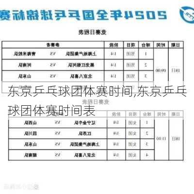 东京乒乓球团体赛时间,东京乒乓球团体赛时间表