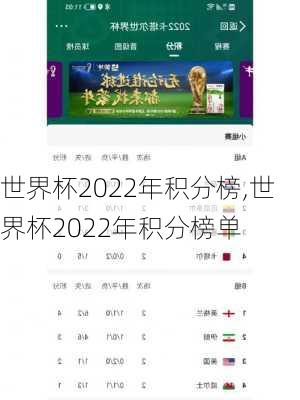 世界杯2022年积分榜,世界杯2022年积分榜单