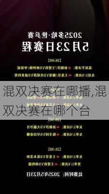 混双决赛在哪播,混双决赛在哪个台