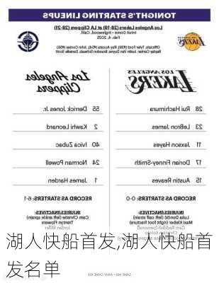 湖人快船首发,湖人快船首发名单