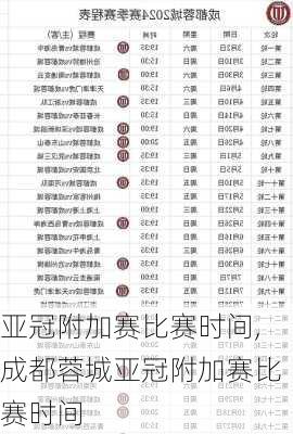 亚冠附加赛比赛时间,成都蓉城亚冠附加赛比赛时间