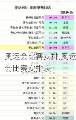 奥运会比赛安排,奥运会比赛安排表