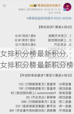 女排积分榜最新积分,女排积分榜最新积分榜