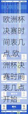 欧洲杯决赛时间表几点,欧洲杯决赛时间表几点开始