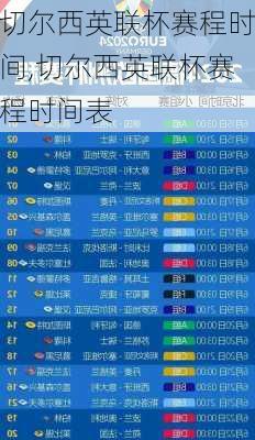 切尔西英联杯赛程时间,切尔西英联杯赛程时间表