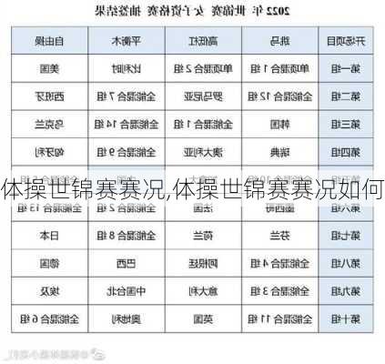 体操世锦赛赛况,体操世锦赛赛况如何