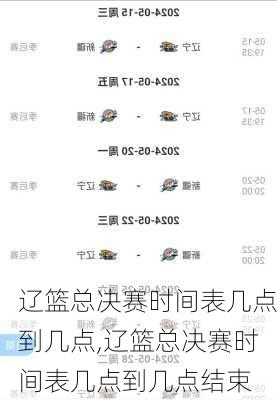 辽篮总决赛时间表几点到几点,辽篮总决赛时间表几点到几点结束