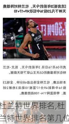 杜兰特世界排名,杜兰特世界排名第几位