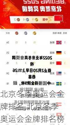 北京冬季奥运会金牌排名,北京冬季奥运会金牌排名榜