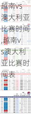 越南vs澳大利亚比赛时间,越南vs澳大利亚比赛时间表