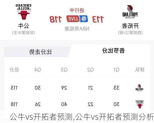 公牛vs开拓者预测,公牛vs开拓者预测分析