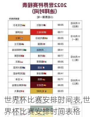 世界杯比赛安排时间表,世界杯比赛安排时间表格