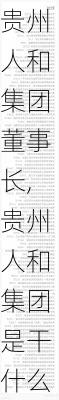 贵州人和集团董事长,贵州人和集团是干什么的