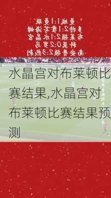 水晶宫对布莱顿比赛结果,水晶宫对布莱顿比赛结果预测