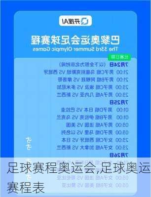 足球赛程奥运会,足球奥运赛程表