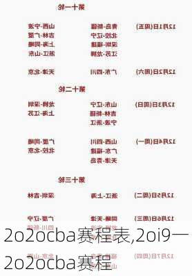 2o2ocba赛程表,2oi9一2o2ocba赛程