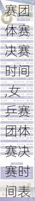 女乒赛团体赛决赛时间,女乒赛团体赛决赛时间表