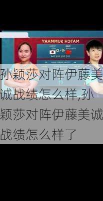 孙颖莎对阵伊藤美诚战绩怎么样,孙颖莎对阵伊藤美诚战绩怎么样了