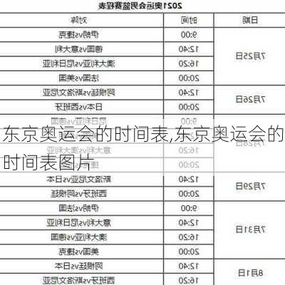 东京奥运会的时间表,东京奥运会的时间表图片