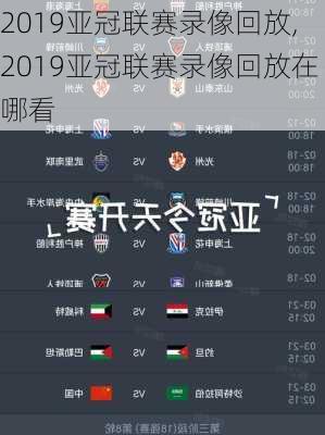 2019亚冠联赛录像回放,2019亚冠联赛录像回放在哪看