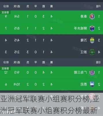亚洲冠军联赛小组赛积分榜,亚洲冠军联赛小组赛积分榜最新